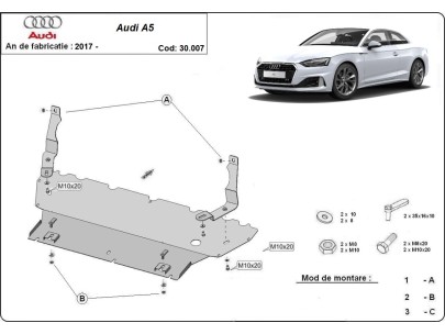 Oceľový kryt motora Audi A5 (2017-2026) 2