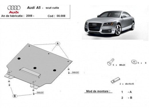 Oceľový kryt prevodovky Audi A5 (2008-2016)Audi A5