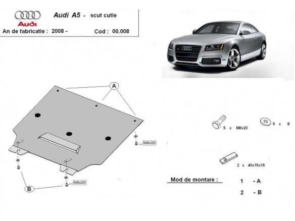 Oceľový kryt prevodovky Audi A5 (2008-2016)Audi A5