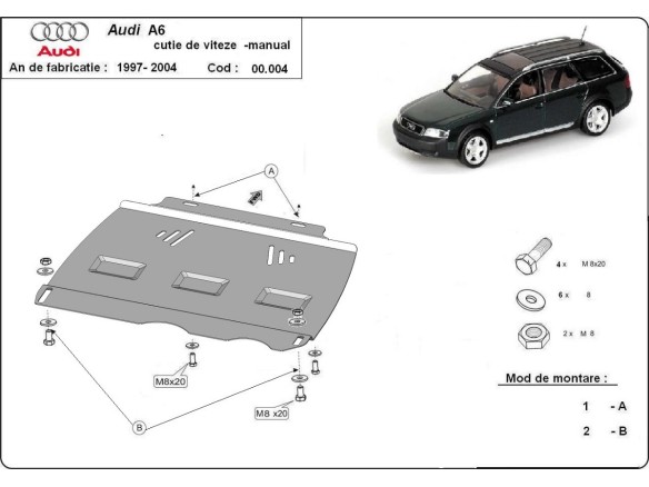 Oceľový kryt prevodovky manuálna Audi A6 (1997-2004)Audi A6