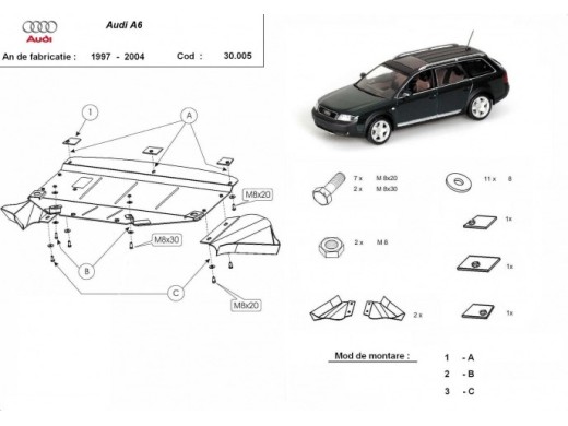 Oceľový kryt motora Audi A6 (1997-2004)Audi A6