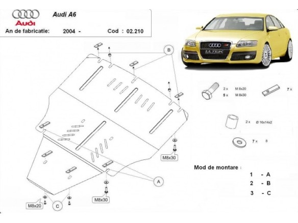 Oceľový kryt motora Audi A6 (2004-2011)Audi A6