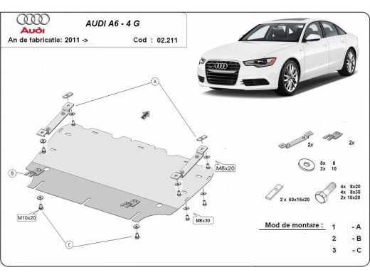 Oceľový kryt motora Audi A6 (2011-2018)Audi A6