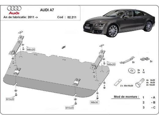 Oceľový kryt motora Audi A7 (2011-2018)Audi A7