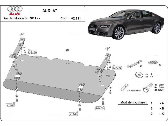 Oceľový kryt motora Audi A7 (2011-2018)Audi A7