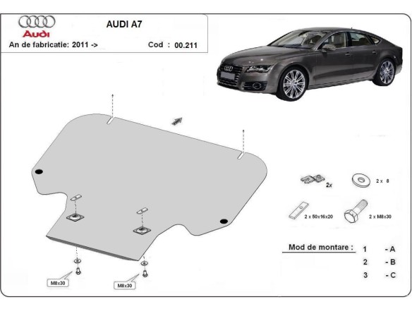 Oceľový kryt prevodovky Audi A7 (2011-2018)Audi A7