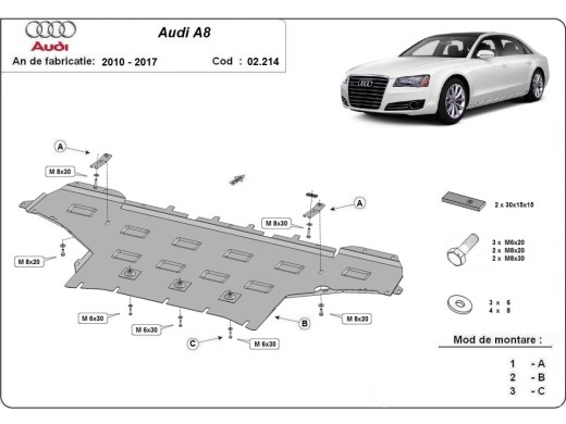 Oceľový kryt motora Audi A8 (2010-2017)Audi A8