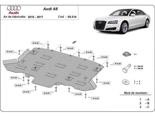 Oceľový kryt prevodovky Audi A8 (2010-2017)Audi A8