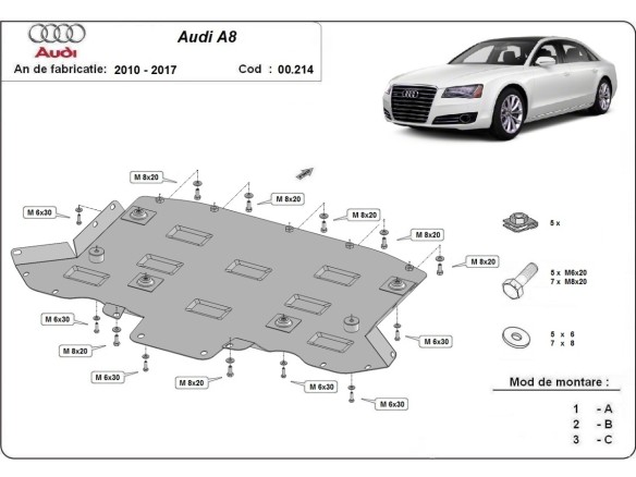Oceľový kryt prevodovky Audi A8 (2010-2017)Audi A8