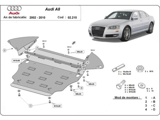 Oceľový kryt motora Audi A8 (2002-2010)Audi A8