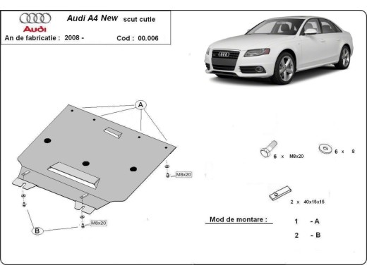 Oceľový kryt prevodovky Audi A4 4 B8 All Road (2008-2014)Audi Allroad