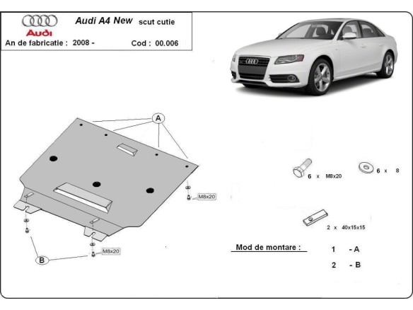 Oceľový kryt prevodovky Audi A4 4 B8 All Road (2008-2014)Audi Allroad