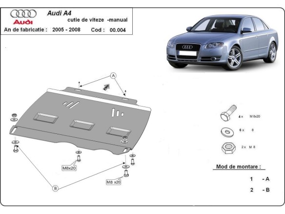 Oceľový kryt prevodovky manuálna Audi A4 B7 All Road (2005-2008)Audi Allroad