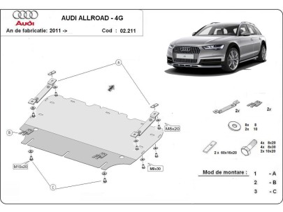 Oceľový kryt motora Audi All Road A6 (2011-2018) 2