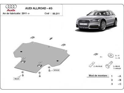 Oceľový kryt prevodovky Audi All Road A6 (2011-2018) 2