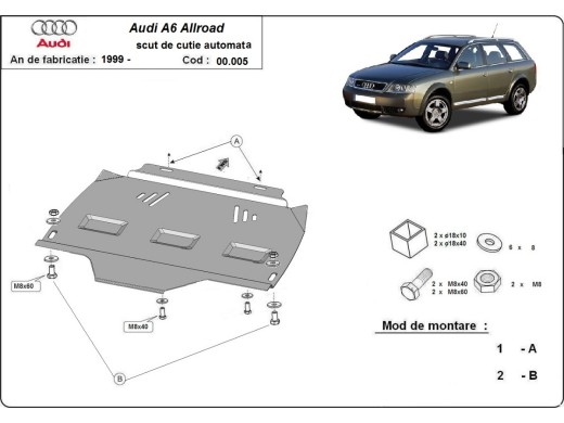 Oceľový kryt prevodovky automat Audi Allroad A6 (2000-2005)Audi Allroad