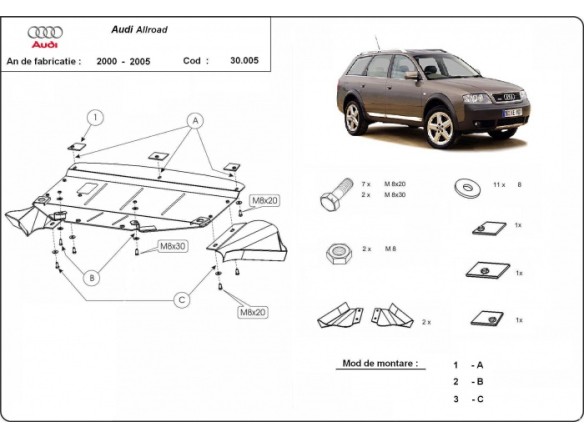 Oceľový kryt motora Audi Allroad A6 (2000-2005)Audi Allroad