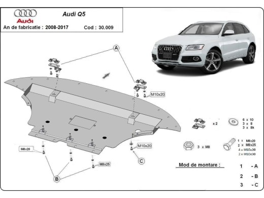 Oceľový kryt motora Audi Q5 (2008-2017)Audi Q5