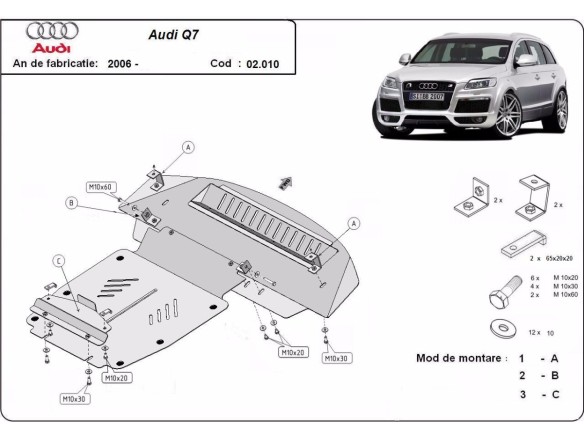 Oceľový kryt motora Audi Q7 S-Line (2006-2015)Audi Q7