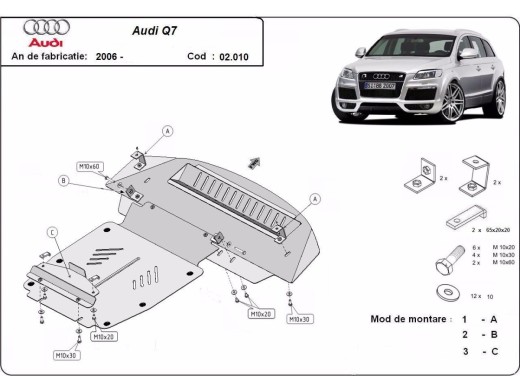 Oceľový kryt motora Audi Q7 (2006-2015)Audi Q7
