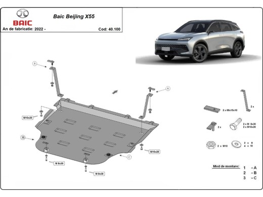 Oceľový kryt motora Baic Beijing X55 (2022-2025)Baic Beijing X55