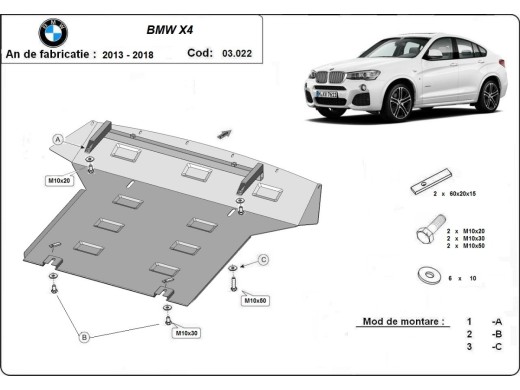 Oceľový kryt motora BMW X4 (2014-2018)BMW X4