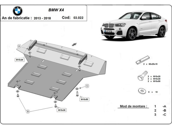 Oceľový kryt motora BMW X4 (2014-2018)BMW X4
