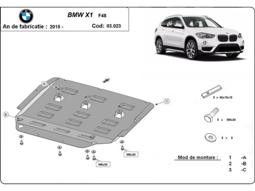 Oceľový kryt motora BMW X1 F48 (2015-2022)BMW X1
