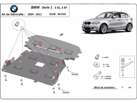 Oceľový kryt motora BMW Seria 1 E81,E87 (2004-2011)BMW Seria 1