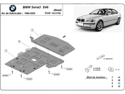 Oceľový kryt motora BMW Seria 3 E46 - Diesel (1998-2005) 2