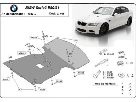 Oceľový kryt motora BMW Seria 3 E90/91 (2004-2011)BMW Seria 3