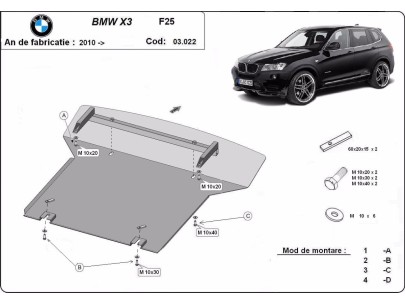 Oceľový kryt motora BMW X3 - F25 (2010-2017) 2