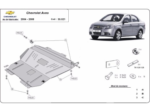 Oceľový kryt motora Chevrolet Aveo (2004-2008)Chevrolet Aveo