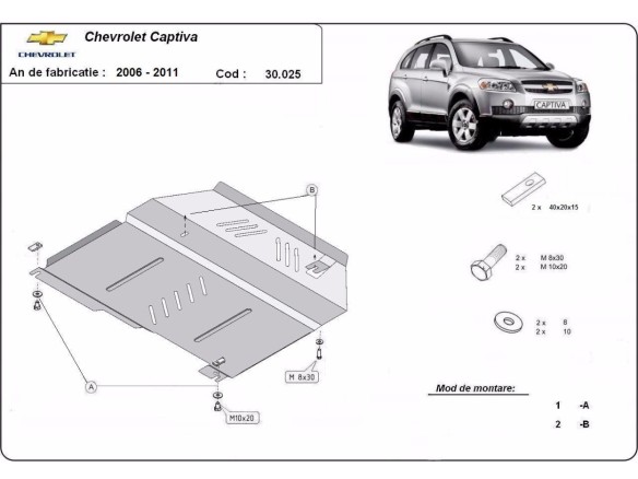 Oceľový kryt motora Chevrolet Captiva (2006-2010)Chevrolet Captiva