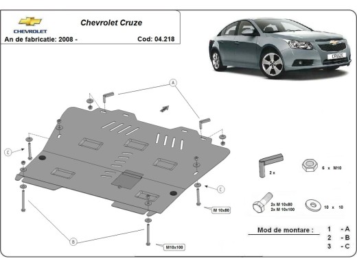 Oceľový kryt motora Chevrolet Cruze (2008-2016)Chevrolet Cruze
