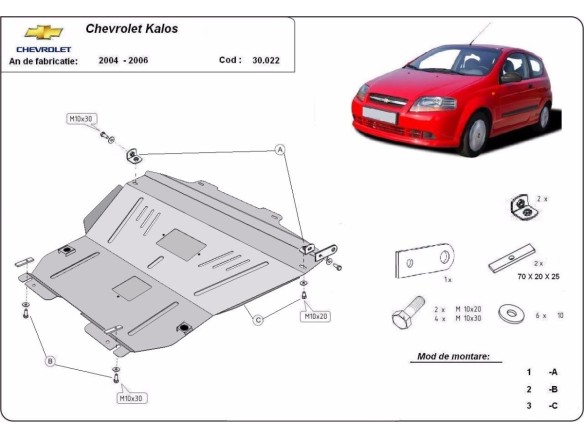 Oceľový kryt motora Chevrolet Kalos (2004-2008)Chevrolet Kalos