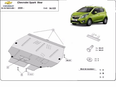 Oceľový kryt motora Chevrolet Spark (2009-2026) 2