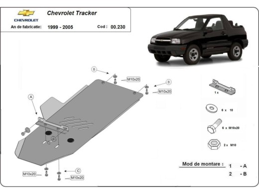 Oceľový kryt prevodovky Chevrolet Tracker (1999-2005)Chevrolet Tracker