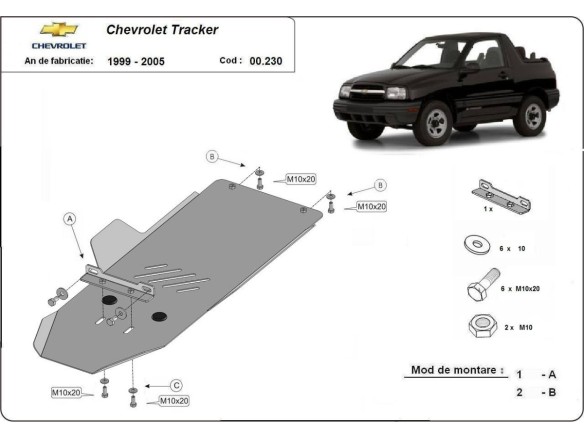 Oceľový kryt prevodovky Chevrolet Tracker (1999-2005)Chevrolet Tracker
