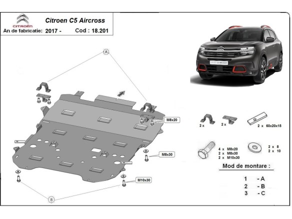 Oceľový kryt motora Citroen C5 Aircross (2017-2026)