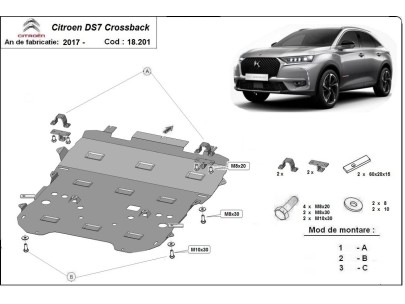 Oceľový kryt motora Citroen DS7 Crossback (2017-2026) 2