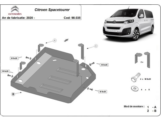 Oceľový kryt AdBlue Citroen Spacetourer (2020-2025)Citroen Spacetourer