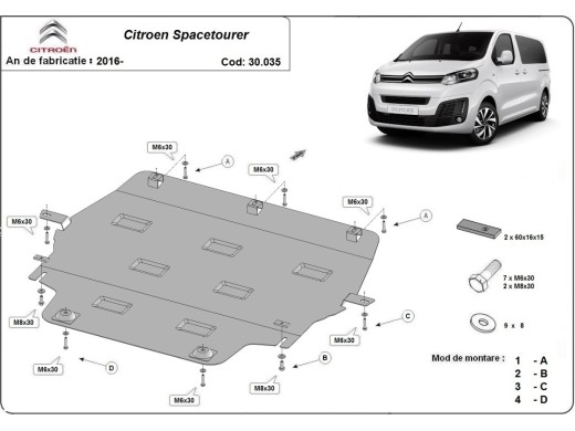 Oceľový kryt motora Citroen Spacetourer (2016-2025)Citroen Spacetourer