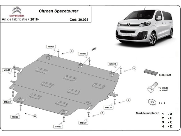 Oceľový kryt motora Citroen Spacetourer (2016-2026)