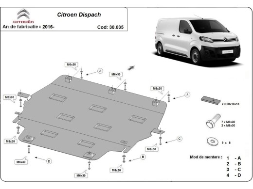 Oceľový kryt motora Citroen Dispatch (2016-2026)
