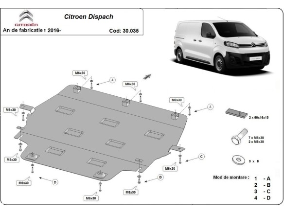 Oceľový kryt motora Citroen Dispatch (2016-2026)