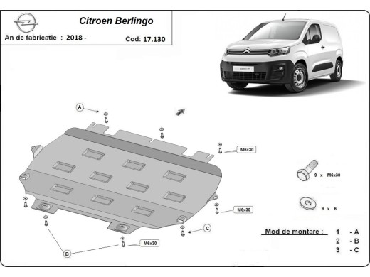 Oceľový kryt motora Citroen Berlingo (2018-2025)Citroen Berlingo