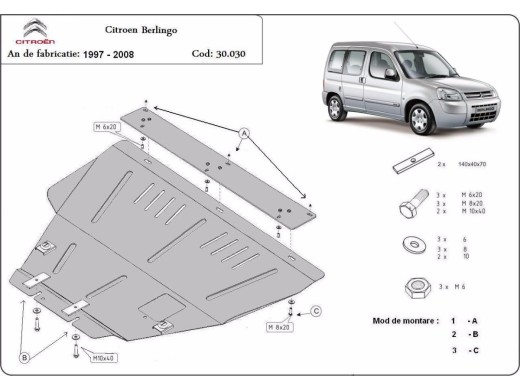 Oceľový kryt motora Citroen Berlingo (1997-2008)Citroen Berlingo
