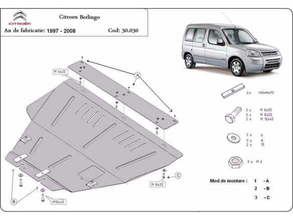 Oceľový kryt motora Citroen Berlingo (1997-2008)Citroen Berlingo
