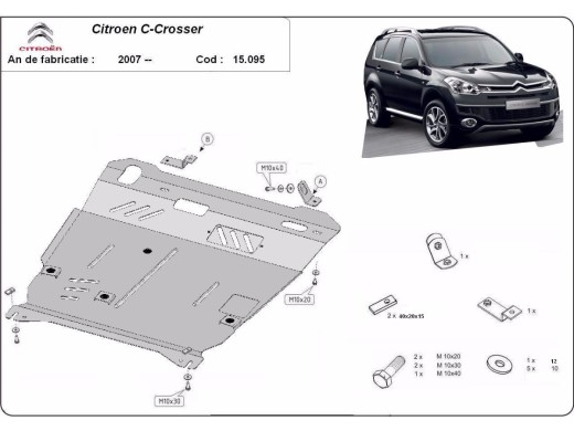 Oceľový kryt motora Citroen C - Crosser (2007-2012)Citroen C - Crosser